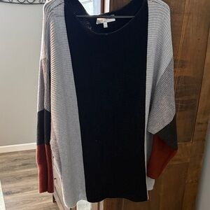 Chelsea & Theodore Black and Gray Sweater with Rust Accents 3x Worn Once
